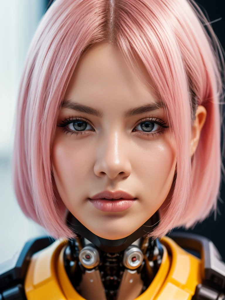 8k portrait of beautiful (cyborg) with pink hair, (Dua Lipa) , mecha musume scifi body suit, pauldrons, intricate, elegant, highly detailed, majestic, digital photography, art by artgerm and ruan jia and greg rutkowski surreal painting reflective, hairpin jewel, broken glass, (masterpiece, sidelighting, finely detailed beautiful eyes: 1.2), hdr,