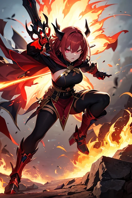Blood, magical item in girl's hand, thick thighs