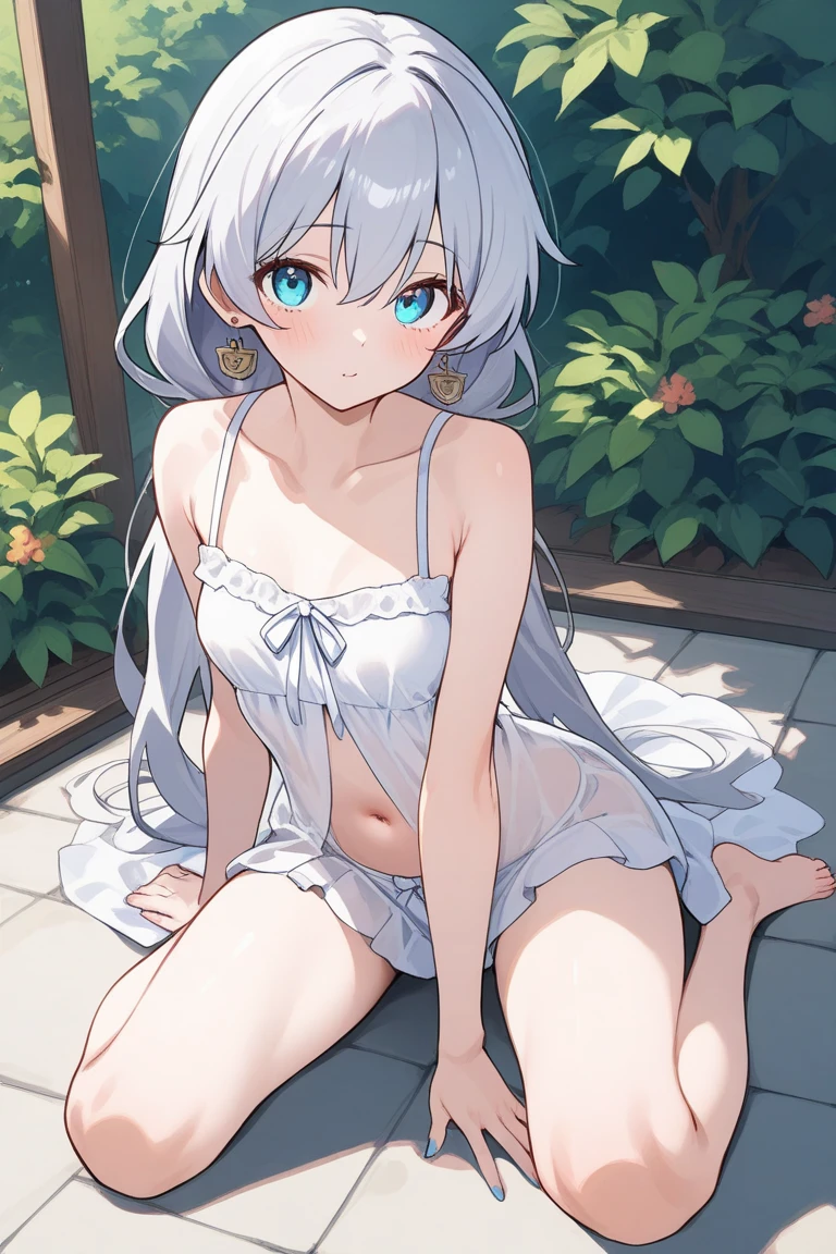 Best Quality, top-quality、(cute petit girl:1.3),Beautiful pink eyes、flat chest、Lori、(Cuteness beyond limits)、Shining thighs、((Cute smile))、tied up with a collar、Cute lingerie、Show your belly button