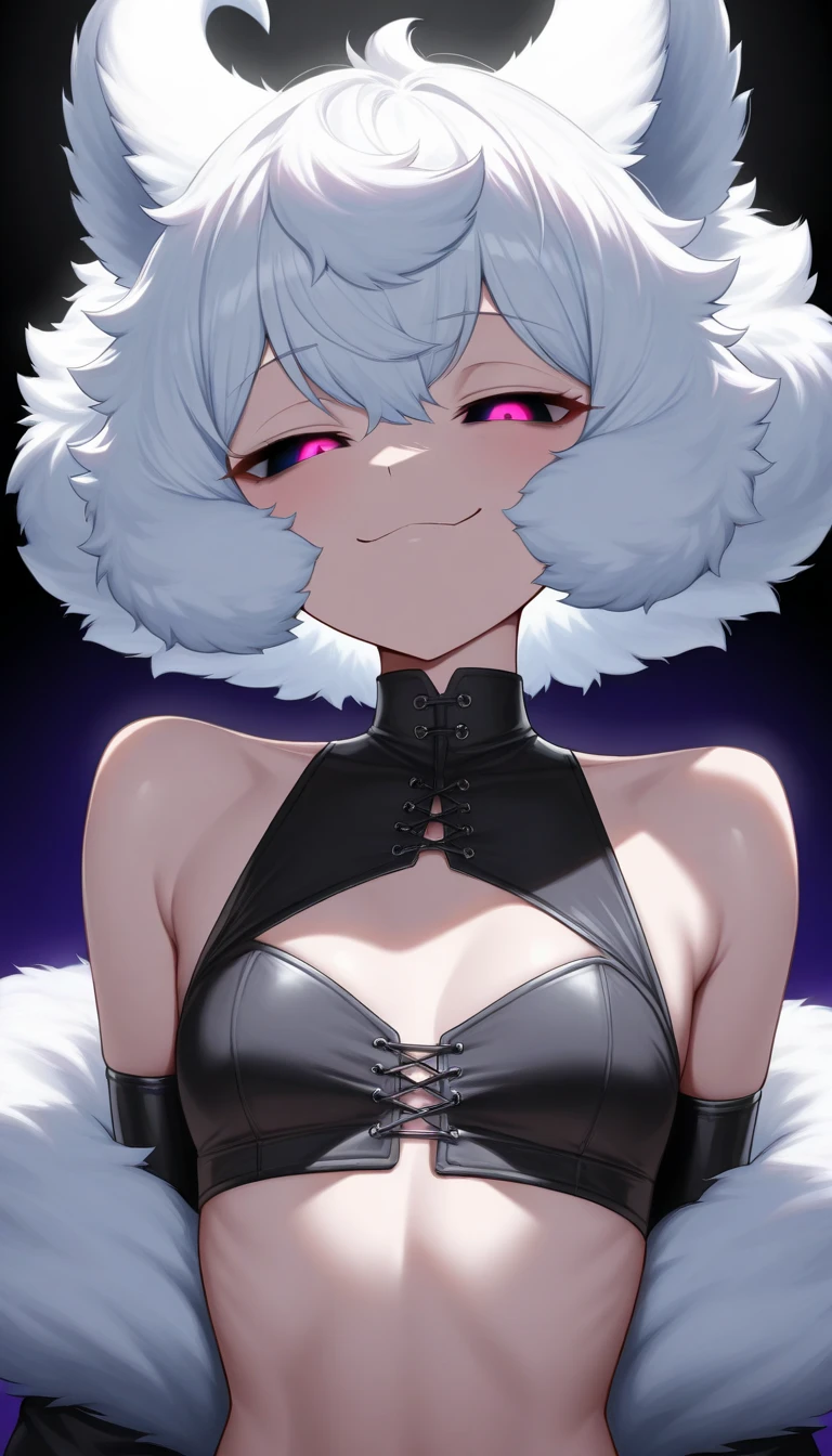 a one woman, new, very voluminous short hair, White hair, fluffy hair, sexy hot pose, shame, Grinning