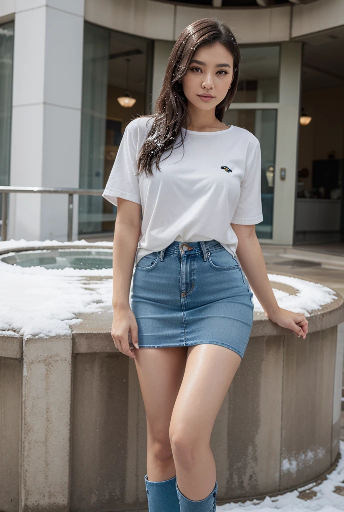 A girl with a super short miniskirt