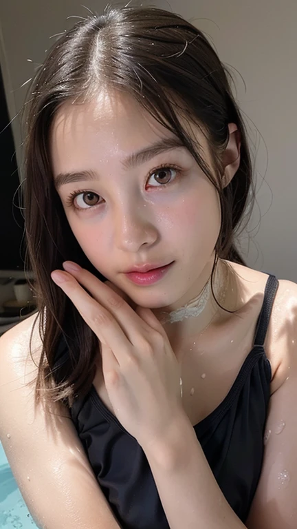((Ultra-realistic capture)), ((Highly detailed)), ((High resolution 16k close-up of human skin)). ((Skin texture must be natural)), Photorealsitic:1.4、((Detailed enough to finely identify pores:1.3)). Skin should look healthy, In a uniform tone. Use natural light and color、foco nítido:1.4、Looking at the camera、Look at viewers、Armpit、Very simple background、dark-brown eyes、goddess of Japan、kawaii faces