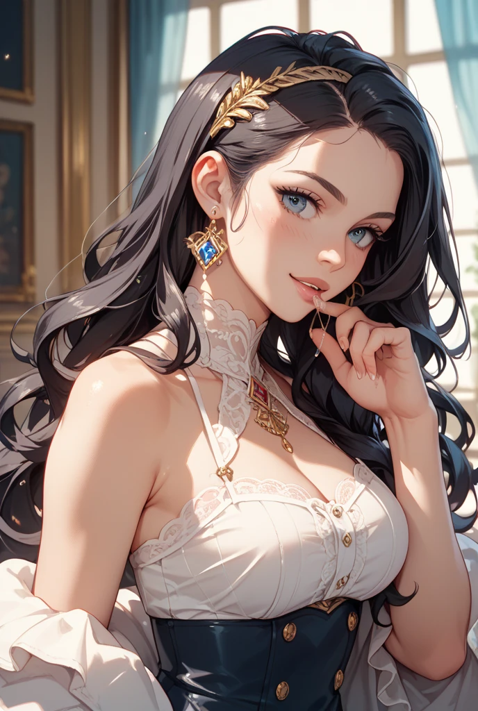 Beautiful woman with long straight black hair