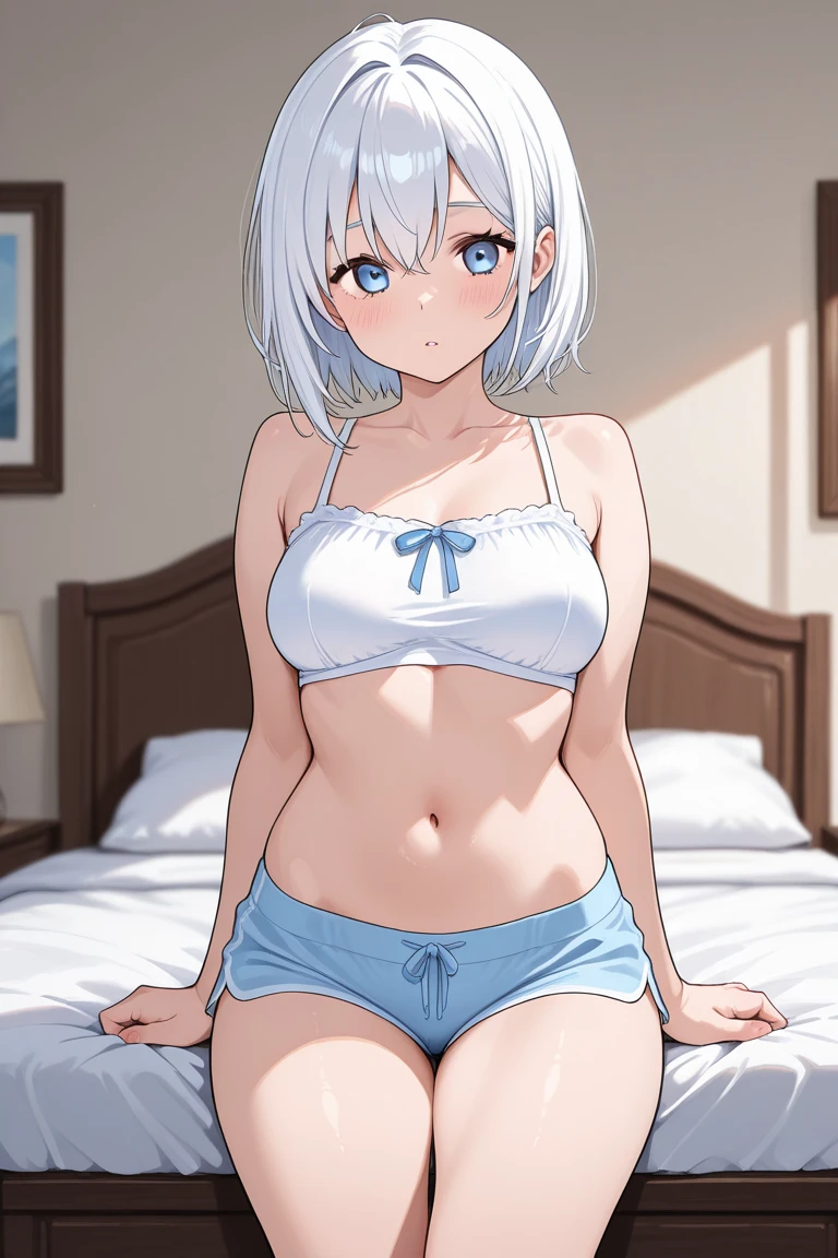 Gray Hair、Shortcuts、Shy face、naked、Leg spread