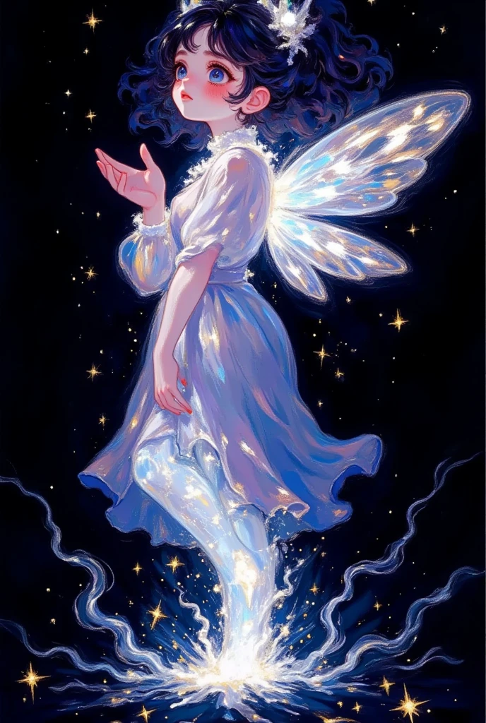 Mesmerizing Entity An emotional illustration of a mesmerizing fairy composed entirely of ...