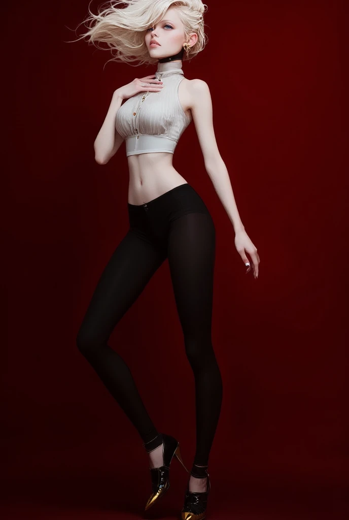 A thin, pale-skinned Russian woman, her bones visible through her skin, sitting in a chair, wearing only a bra and panties, her body glistening with sweat, masterpiece, hyperrealistic, 8k, photorealistic, highly detailed, dramatic lighting, cinematic composition, moody color palette, chiaroscuro, gothic, dark, melancholic, full body