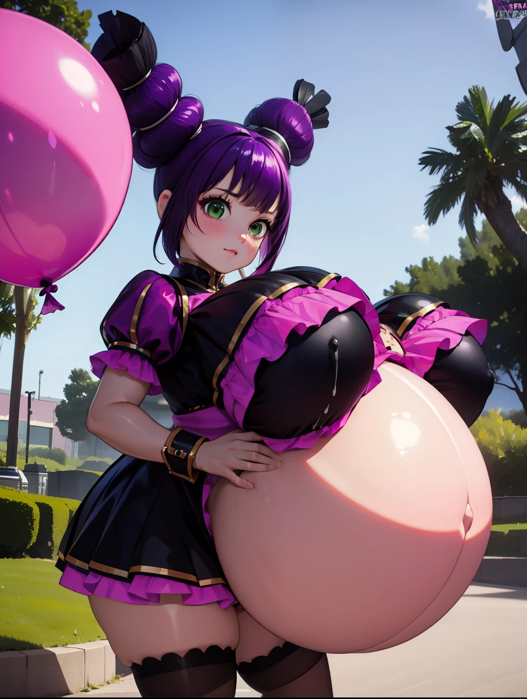 Half black half pink hair,Big Baby Bump pregnant, Big breasts and nipple, cum,Giant Balloons, s girl, Big pregnant Belly, Big Pregnant girl, Largest Belly of Pregnant, Huge Pregnancy ,Huge 9 months Pregnancy Belly,huge belly expansion, huge belly girl, green eyes, purple ribbon latex suit, lingerie ,shy face