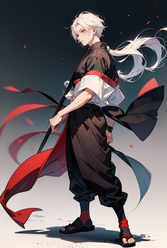 Anime girl with long hair and blue eyes in red and black clothes, From the Sengoku period, onmyoji portrait, by Shimo, female Anime characters, By Ren, Anime characters, Wearing old samurai clothes, detailed Anime characters art, by Li Zai, Kantai Collection Style, Full body martial arts, Sengoku period art style