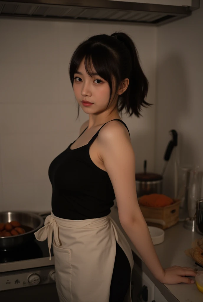 Masterpiece、High quality、Tank top、Eating ramen