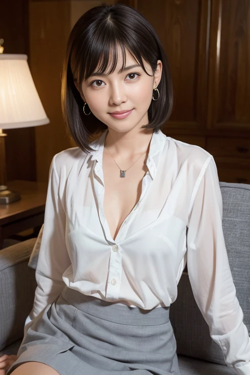 nude、underwear、((8K:1.27)、Highest quality、masterpiece、Ultra-high resolution:1.2)Photo Beautiful Japan woman (Comfortable:1.1) (White clothes:1.21) Designed by Greg Rutkowski and Alphonse Mucha Exquisite Elegance、Fantasy、detailed、geometry、Gradient lighting、One Girl、26 years old、Delicate skin、Looking at the audience、Brown eyes、(Flaxen short hair:1.2)、(Very large breasts:1.0)、(middle breast wheel:0.8)、(Photorealistic:1.4)、(Highest quality:1.0)、(Ultra-high resolution:1.0)、(Without the use of hands:1.0)、8K、Raw photo、 (Representative Song: 0.2), (Purelos Face_v1:0.5)、White shirt、Stop all buttons、On the chest、office、conference room、In a meeting、Tight clothing、Listen to the story、No sleeve、one piece、No sleeve、See through、smile、shortcut、Swept-apart bangs、necklace、laptop、Conference table、Sit on a chair、Thicker body、28 years old、Erotic atmosphere、