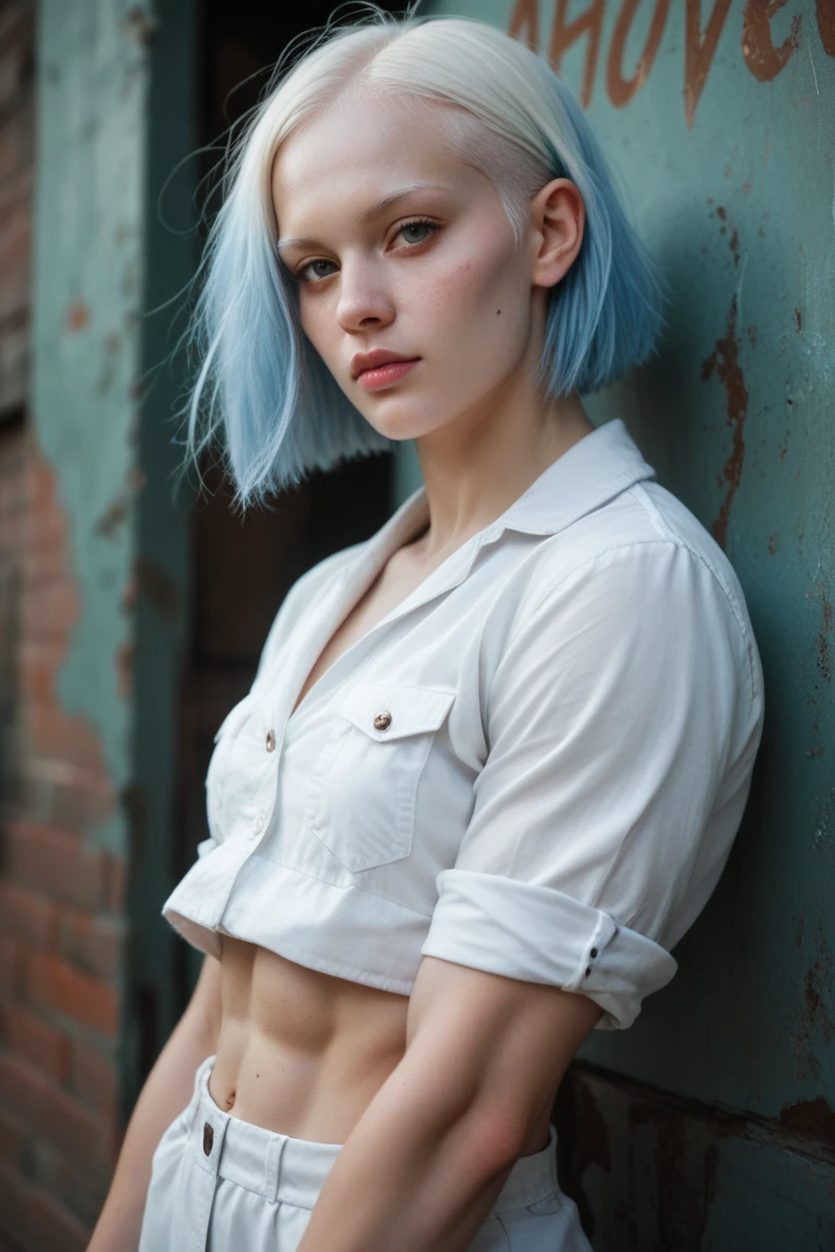 Girl White Skin with Blouse Blue Hair