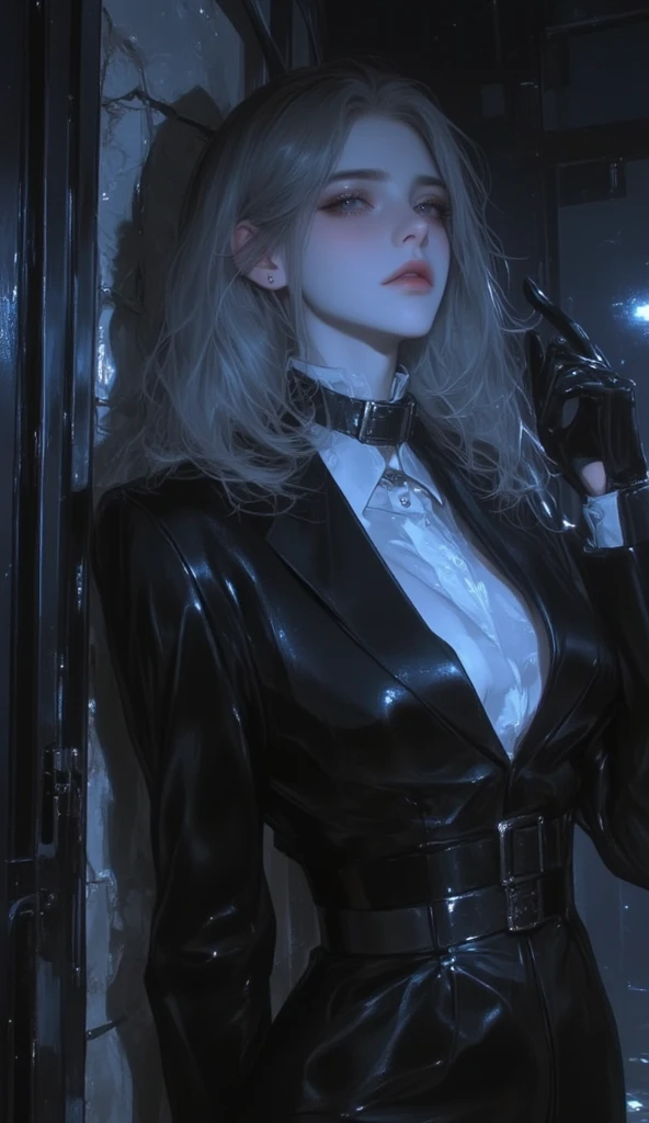 realistic,score_9, score_8_up, score_7_up,
Futuristic CG wallpaper masterpiece, 4096, mature female Kpop idol, bustling neon-lit street, Nikon D750, f/1.4 55mm lens, dynamic pose, advanced lighting, photon mapping, radiosity, ultra-realistic, high detail, blush, lustrous skin, wavy gray hair, sophisticated style, aegyo sal, puffy eyes, long eyelashes, parted lips, red lipstick, broad shoulders, medium breasts, futuristic attire, animal ears, thigh-highs, silk coat, Song Dynasty clothing, curvaceous figure, elegant attire, striking presence, neon-drenched urban landscape.