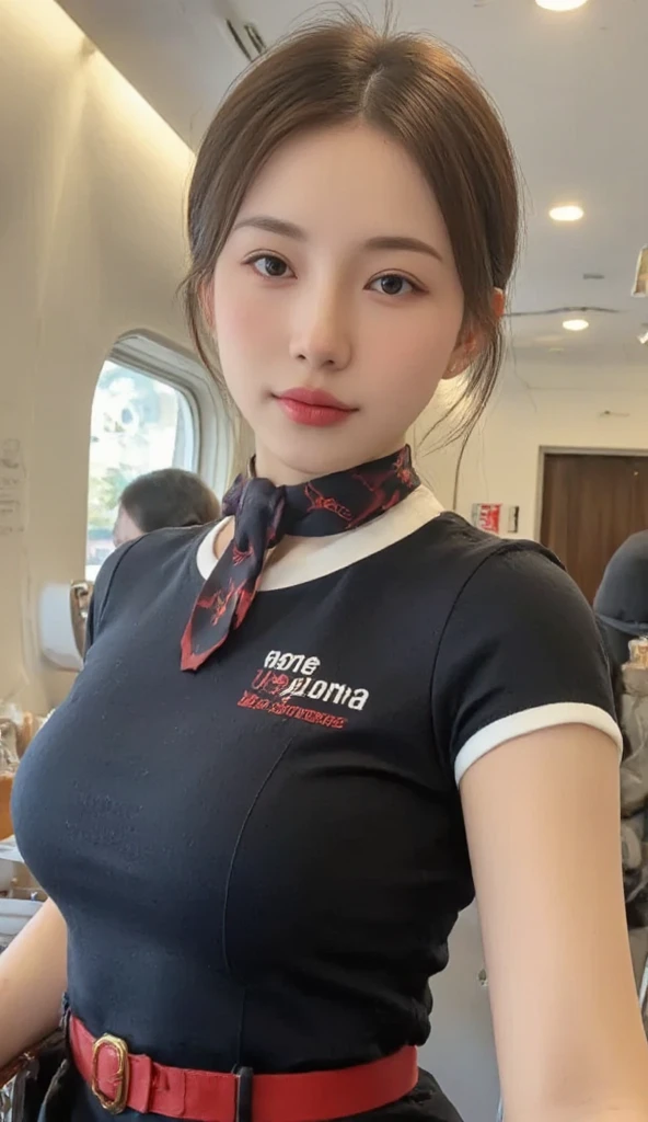 最high quality, masterpiece, 32K、Very detailed、Realistic、1 girl, Japanese women、Cute Face, (photo Actual:1.3),Medium Hair(Blonde Hair Color、Great brown hairstyles)、Edge lighting, (Skin with attention to detail:1.2), 8k超High resolution, Single-lens reflex camera, high quality, High resolution, 4K, 8k, Optimal ratio of four fingers to one thumb, (Actual:1.3), cute 1 girl, Realistic、Super Realistic、32K、Very detailed、masterpiece, 最high quality, beautiful girl, beauty、Mecha, Beautiful lighting, (Neon Light:1.2), (night:1.5), K-Pop Idol Costumes、Sleeveless outfit、Shorts、Large Breasts(Big Tits、H Cup)、Bursting 、Sleeveless tops that reveal cleavage、Swiss flag t-shirt、Red and white cheerleader skirt、Red military cap(Military style hat)、Are standing、Cyber Neon、Future City、Skyscraper、都会のnight、Shanghai、Big cities、night景、綺麗なnight景