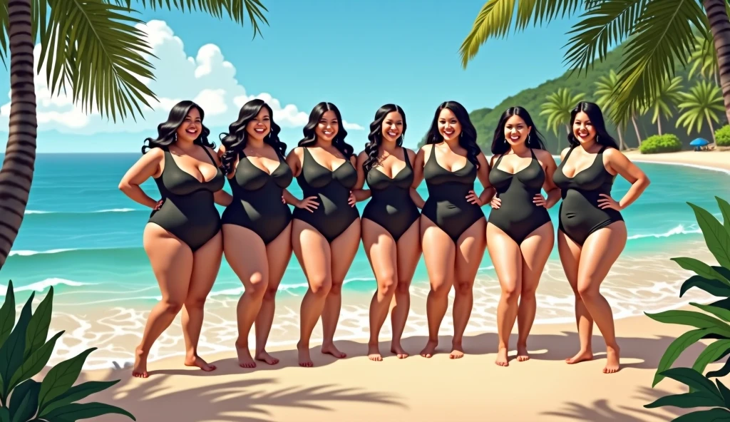8k, top quality, finish: 1.2), (realistic, photo-realistic: 1.37), highly detailed, (1000 girls), This realistic image shows a large group of sexy Saudi Arabian women, wearing bikinis and black headscarves, walking on a beach in Saudi Arabia. The women in the image are white and appear to have different ages and slim body shapes. The atmosphere of this image looks like a parade or a special event involving many female participants. , breasts, beautiful eye details, (bikini: 1.1), ((sexy)), curvy body, (full body), standing, sexy,