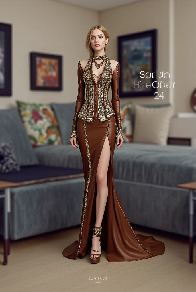 ((masterpiece,best quality,8k,highres)),((character concept art)), 1 female, mature female, retired supermodel, single mother, 175 cm height, (long blonde hair), blonde hair, (tan skin colour), ultra finely detailed eyes (green eyes colour), extraordinary gorgeous, seductive, flirty, lustful, perfect body build ((slim curvaceous)), ((intricate detail)), super finely detailed hands, ultra finely detailed fingers(((ten fingers))), elegance evening dress, (standing still), (full body showcase), (show full body), (no logos on background), (no logo), ((plain background)), ((plain background)), (((empty background)))