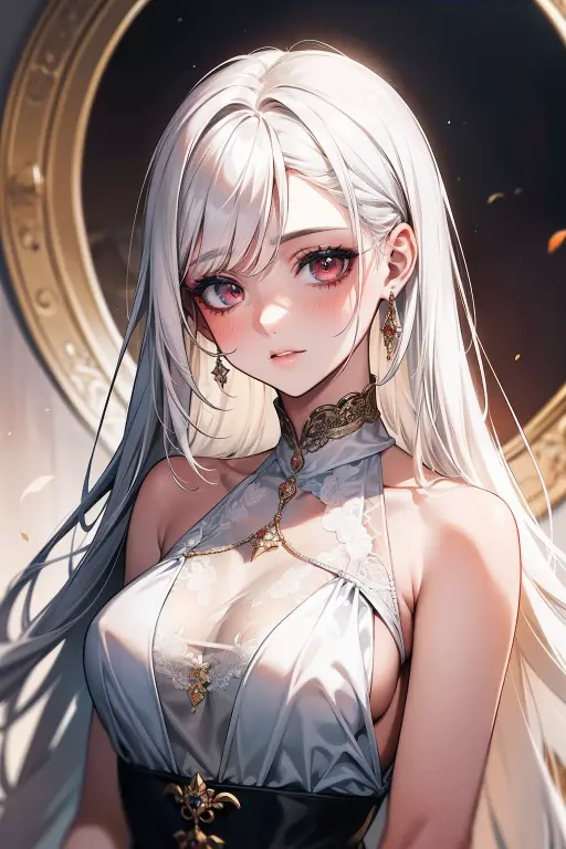 (masterpiece:1.2, best quality), (real picture, intricate details), 1lady, solo, upper body, casual, long hair, minimal makeup, natural fabrics, close-up face, smile, home, long light platinum blonde hair, bangs, wavy hair, long wavy hair, really long wavy hair, wavy platinum hair, slightly wavy hair, cute long hair, green eyes, big breasts.