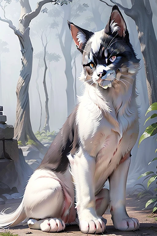 A portrait of a character of a ((black and white)) ((male) (anthro) ([sergal])), hi res, photorealism, soft shading, (detailed fur: 1.1), happy looking, (paws), (solo: 1.1), ),, tail raised, ((beautiful) eyes: 1.1), (detailed eyes: 1.1), (detailed), (masterpiece: 1.2), (athletic), good anatomy, detailed face, (by Kenket), by Ross Tran, by Michael & Inessa Garmash, by Pino Daeni, by Kiguri, by Alena Aenami,   By Ruan Jia