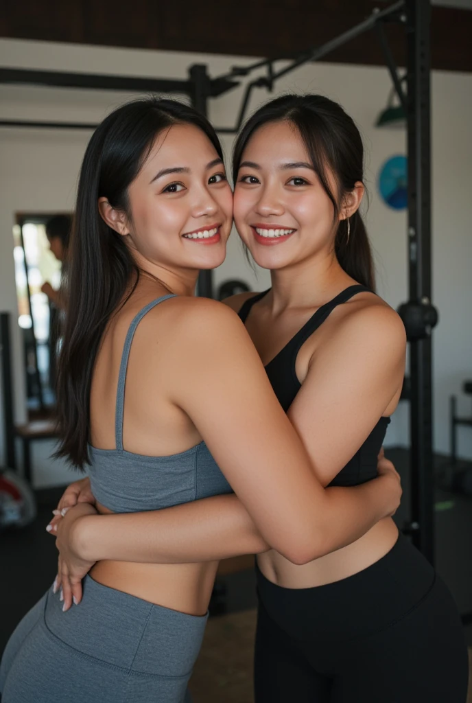 2heads, Extra arms, a woman posing for a picture, blue bra, curvy arms, incredibly beautiful, strong pose, very beautiful, arms to the side, 4 arms and 2 legs!, curvy arms, multiple arms, armpits fused to shoulders, normal hands, slender body, identical faces, vietnamese