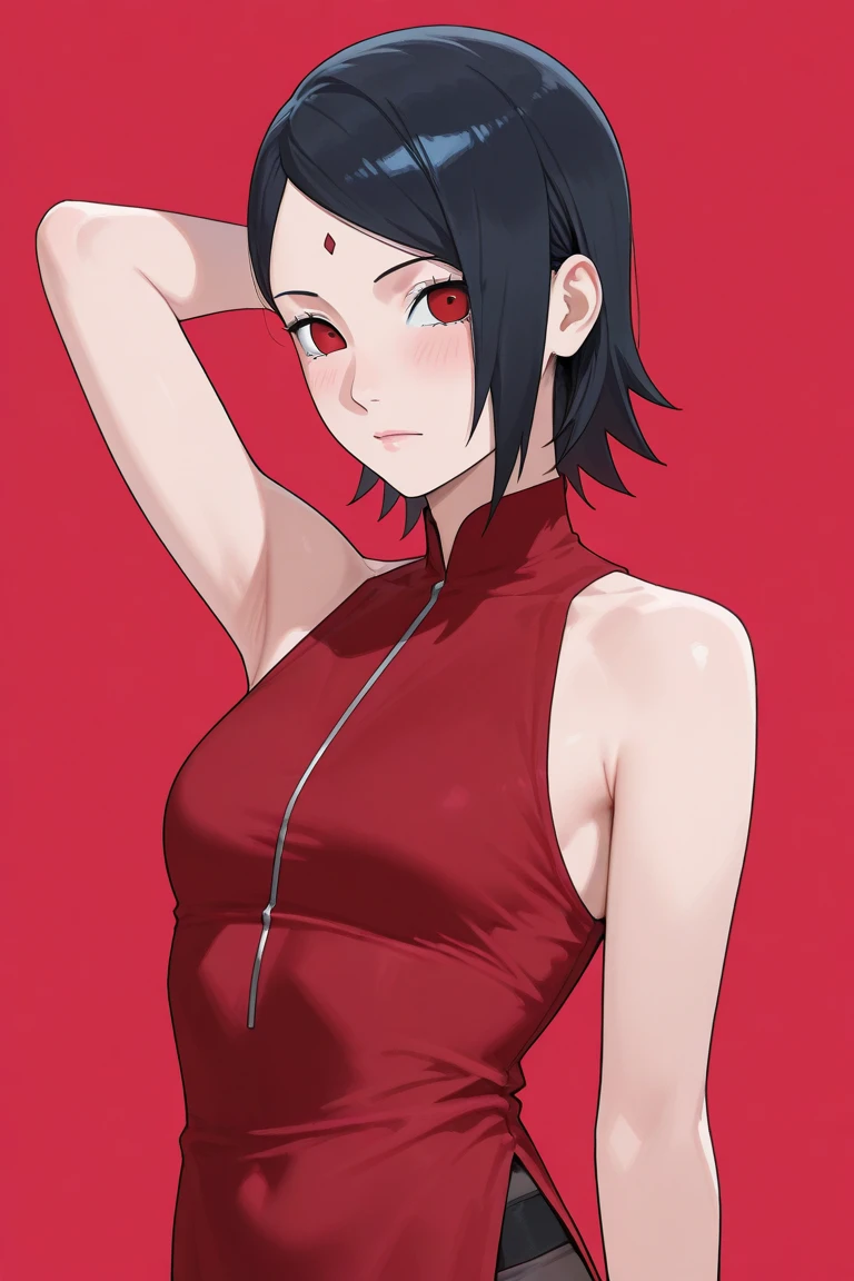 Little sarada  com uma camisa larga mostrando os seios pequenos, sideboob, Ahegao face 