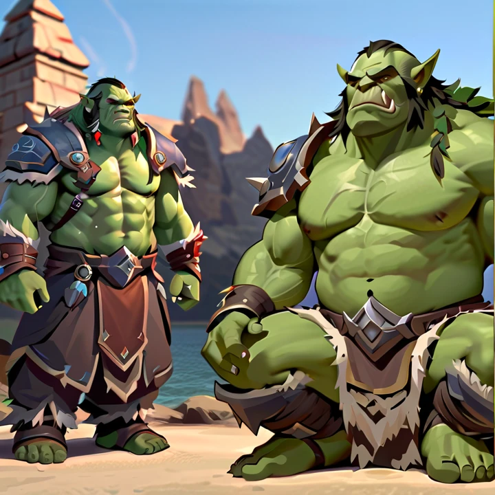 Voluptuous Black ogre, action pose --auto