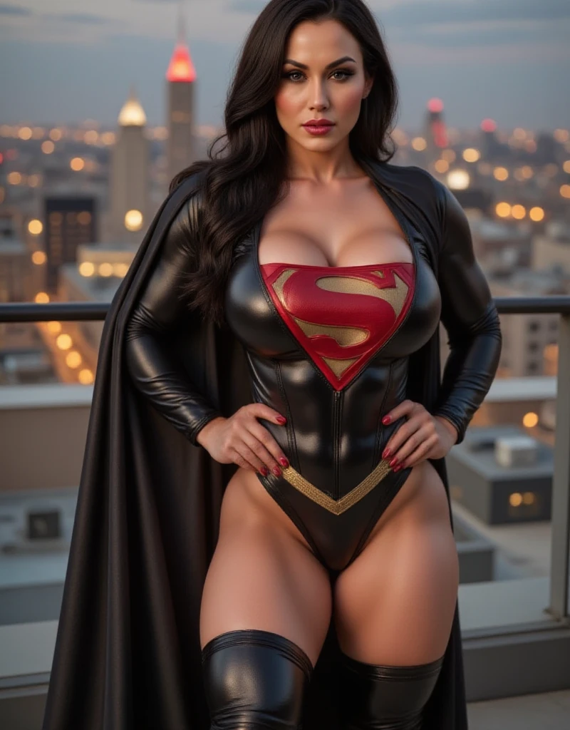 The fusion of Morticia and Supergirl results in a heroine with striking Supergirl traits. Your uniform is sexy and modern, em tons escuros e com o "s" em vermelho brilhante em seu peito. Ela possui Supergirl&#39;Ela&#39;Ela&#39;Ela&#39;Ela&#39;Ela&#39;Ela&#39;Ela&#39;Ela&#39;Ela&#39;Ela&#39;ela&#39;It&#39;s strength and determination, combined with a touch of mystery and sensuality. His body is slender and athletic, reflecting his incredible physical ability. She radiates confidence and power, ready to face any challenge with grace and courage. This fusion is the embodiment of beauty, strength and bravery, ready to protect the world with your imposing presence. Linda,sexy,super menina,Cripto, "s" No peito, Pernas lindas,amante,atraente "s" make superman, in a post-apocalyptic scenario,destruction, TWD, Villain,highes definition, 8k,uniform in worn metallic colors,becos escuros deGotham City,chamado do batman ao fundo. holofote do batman,
sadisticmasochism,so do it,sadistic