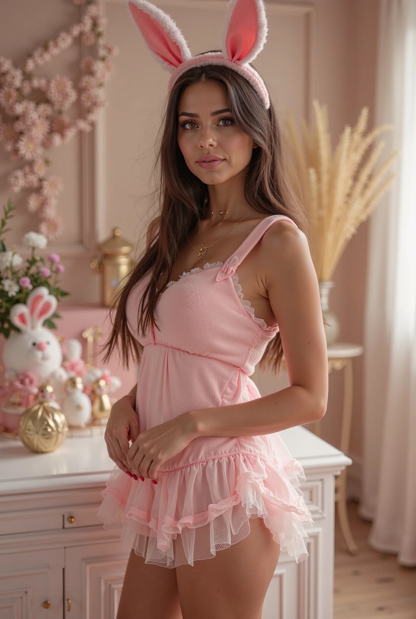 (: 1.5), lace, ribbon, Hanfu, (masterpiece, side light, delicate and beautiful gray eyes: 1.2), masterpiece, realistic, glowing eyes, shiny hair, dark hair, long hair, shiny skin, solo, awkward, strapless, delicate, beautiful, on knees, praying