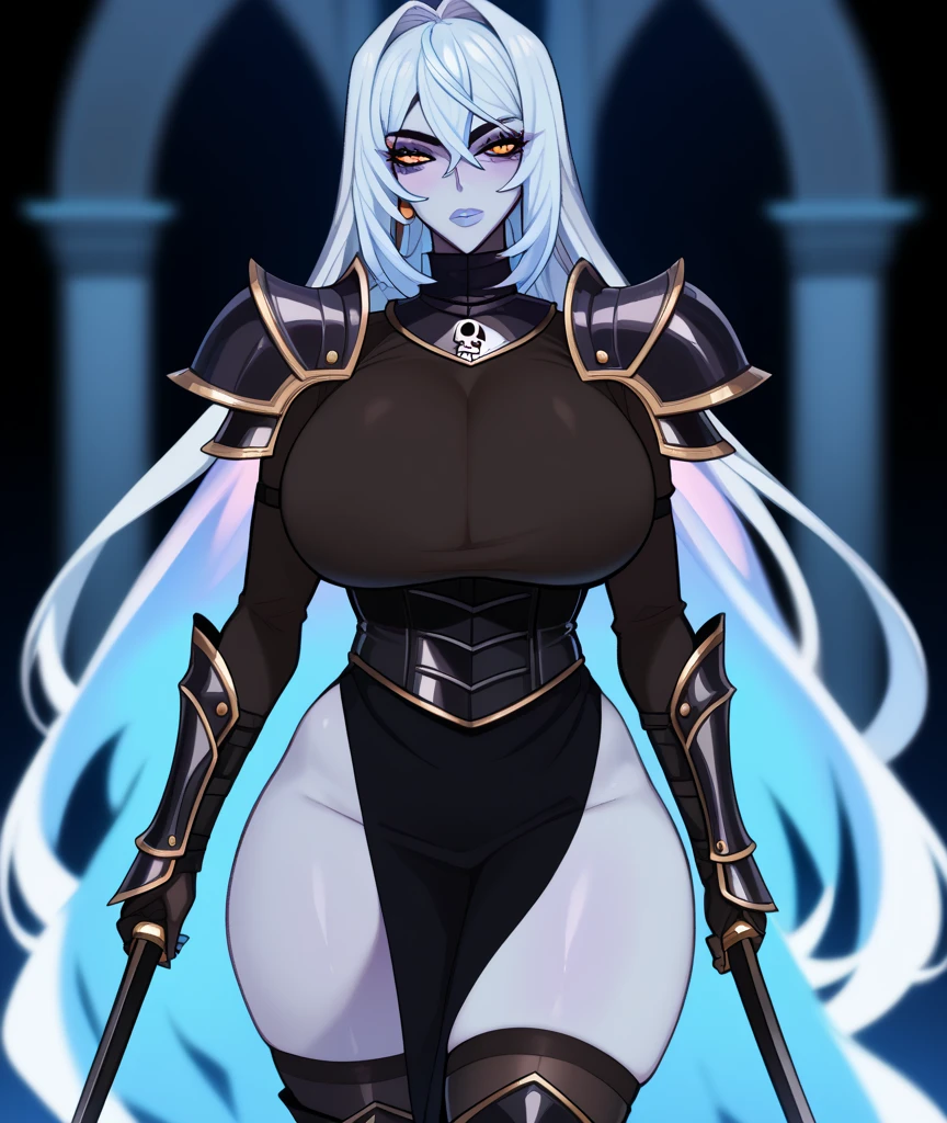 anime waifu bodybuilder, cute face, serious face, perfect body, fit body, abdomen, large breasts, muscular, A2 of nier automata, ninja outfit, with black cape and hood