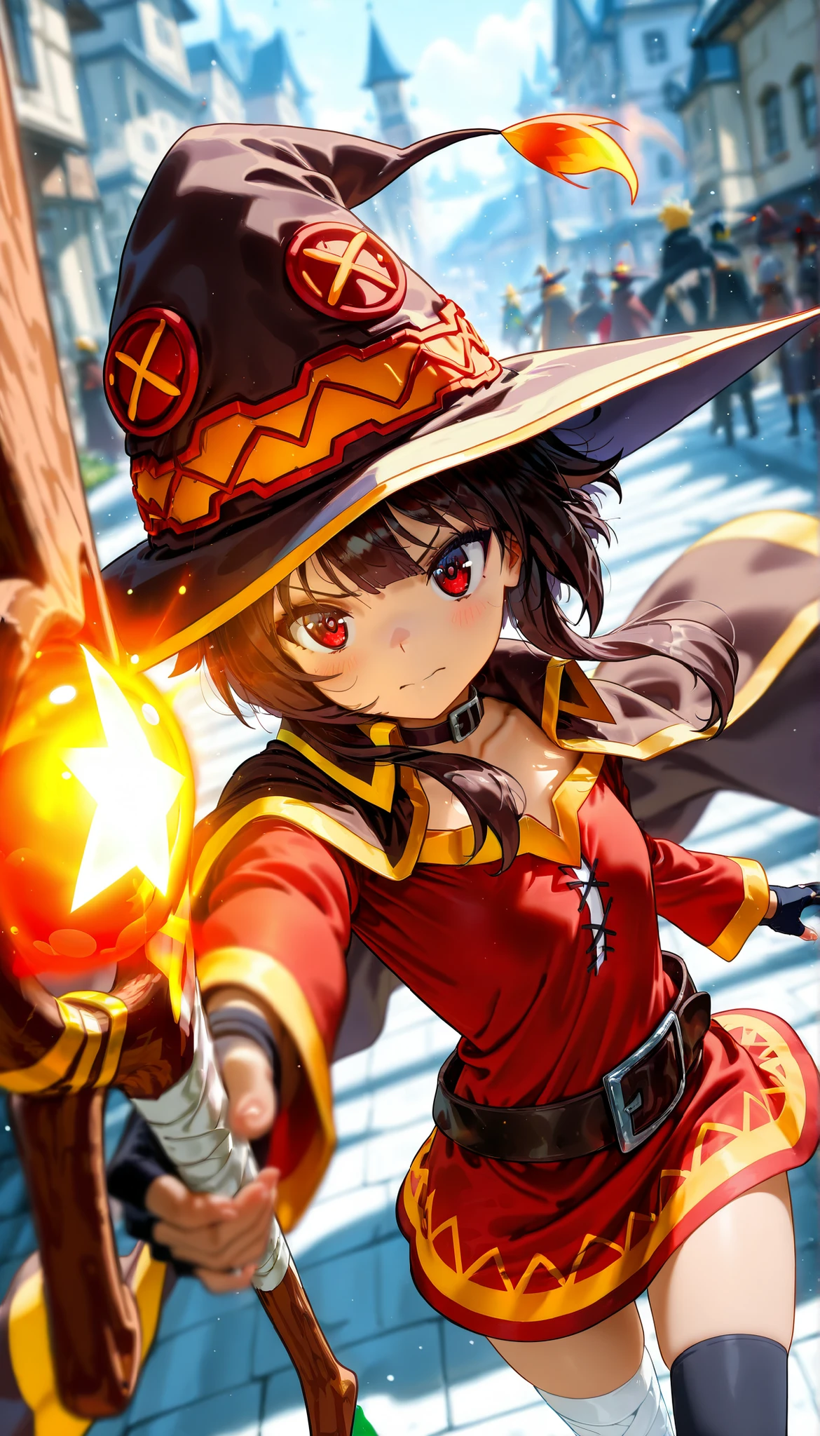 depth of field, high definition image,a lot of details,adventurers,magical world,kono subarashii , megumin,