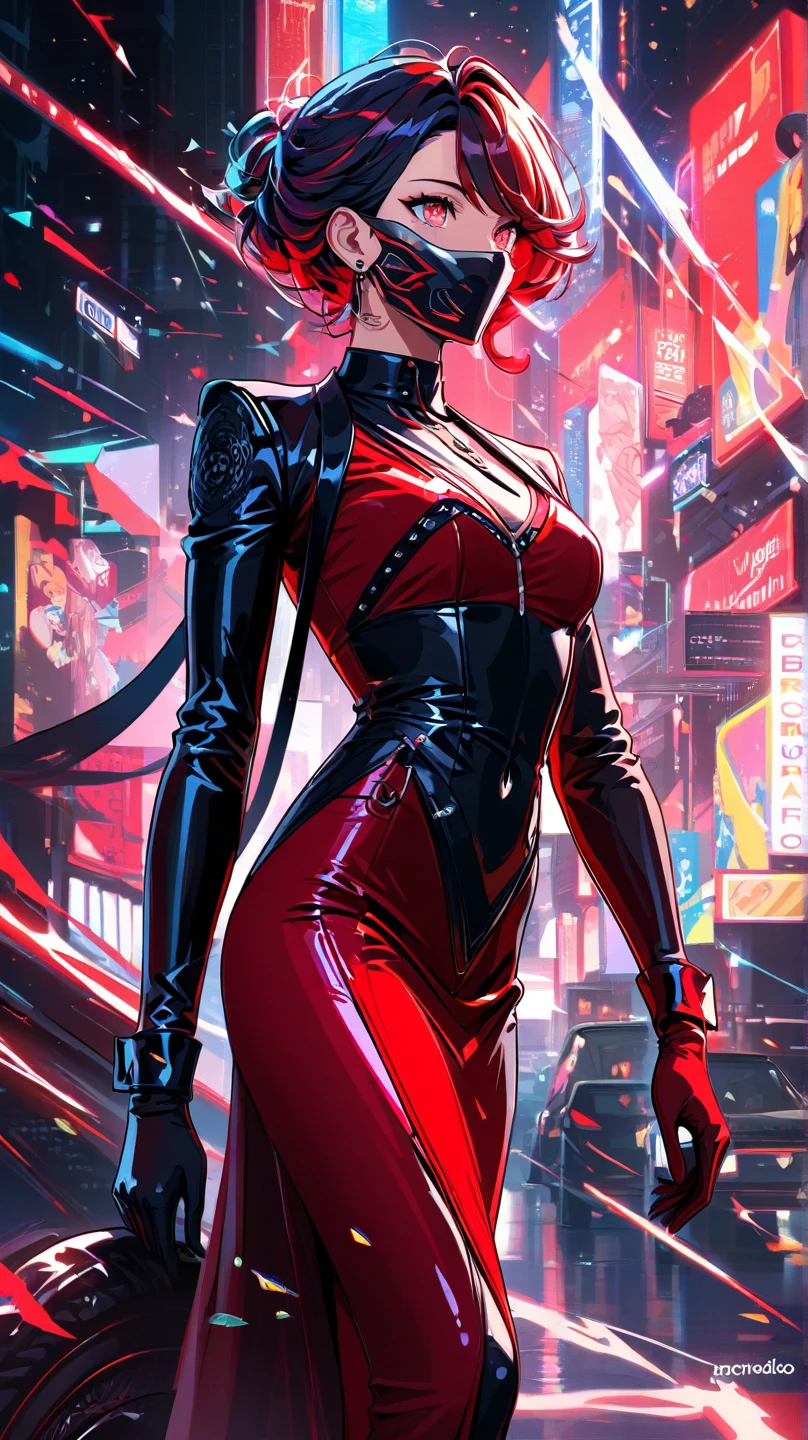 (best quality), (very good), (masterpiece), illustration, A girl,（Cyberpunk，Cheongsam, a traditional Chinese costume，Cybernetic implants），Hair accessories, Vibrant colors，Dynamic Lighting，Neon，Glowing city skyline，Holographic projection，Fashionable clothes and shoes of the future，Combination of traditional and modern elements，Avant-garde makeup，twin drills，Confidence and determination，city environment，Metallic，Mechanical Armor, Gorgeous accessories，high-tech products，Impressive cybernetic enhancements，Be focused，detail, Overclocking, Rim Light, Fine light, masterpiece, 超级detail, Epic Works, Ultra HD, high quality, 32k
