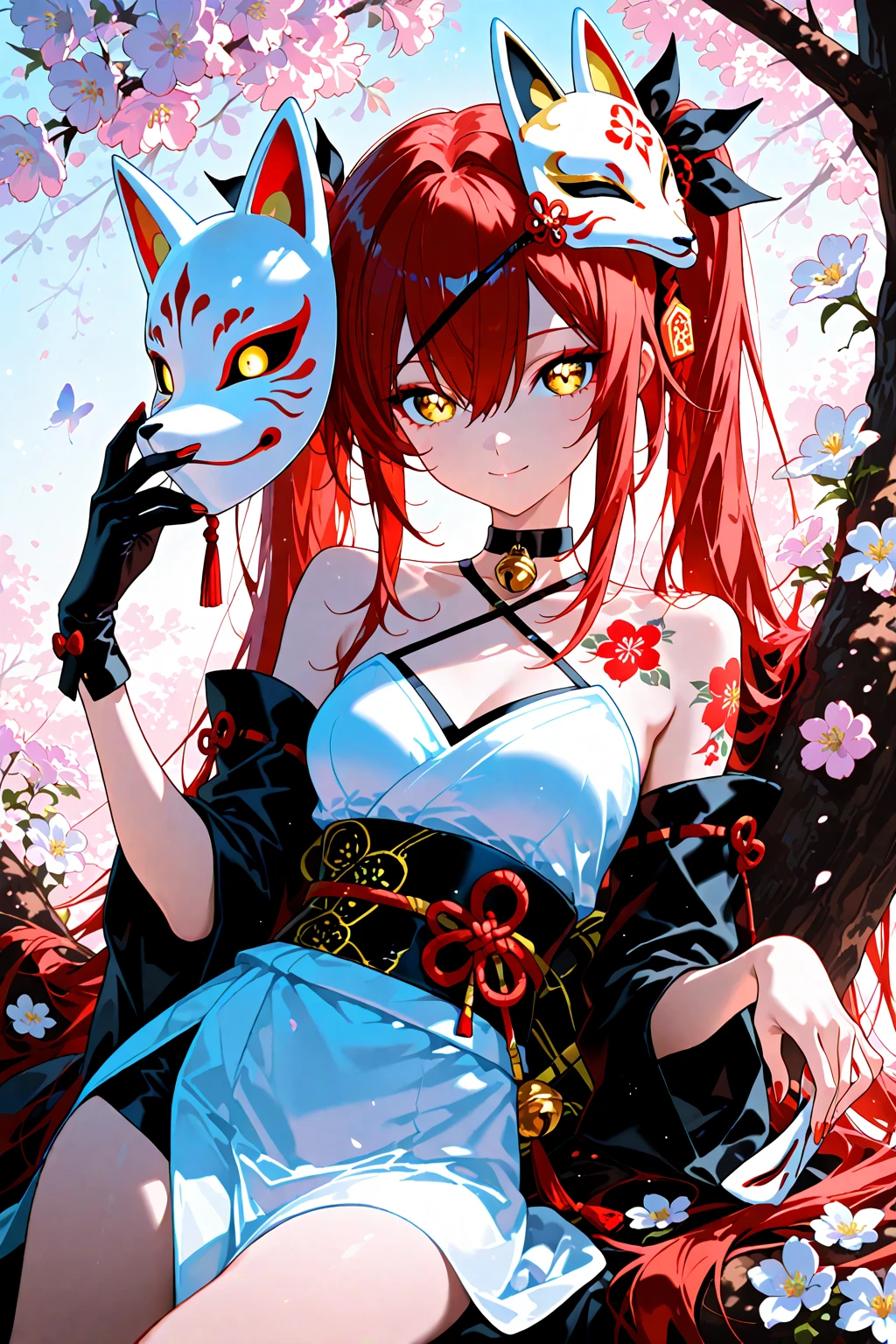 Fox monster girl with animal ears,Dig out the red heart card with your handace flushed