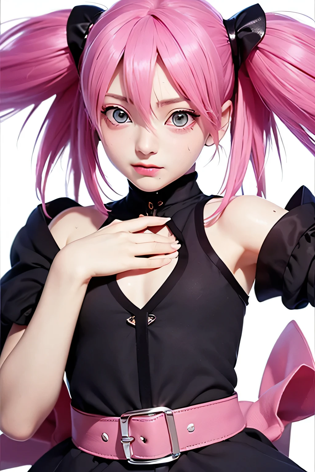 A double ponytailed girl wearing black stockings, an anime drawing inspired by Ayami Kojima, trending on pixiv, tachisme, Realistic anime 3 D style, 3 d anime realistic, Anime waifu, Realistic anime, anime cgi style, vrchat, live2d virtual youtuber model, Anime girl in real life, 3d anime girl,super Big huge tits,Demonstrate sexual characteristics,Naked,Reveals pink 。