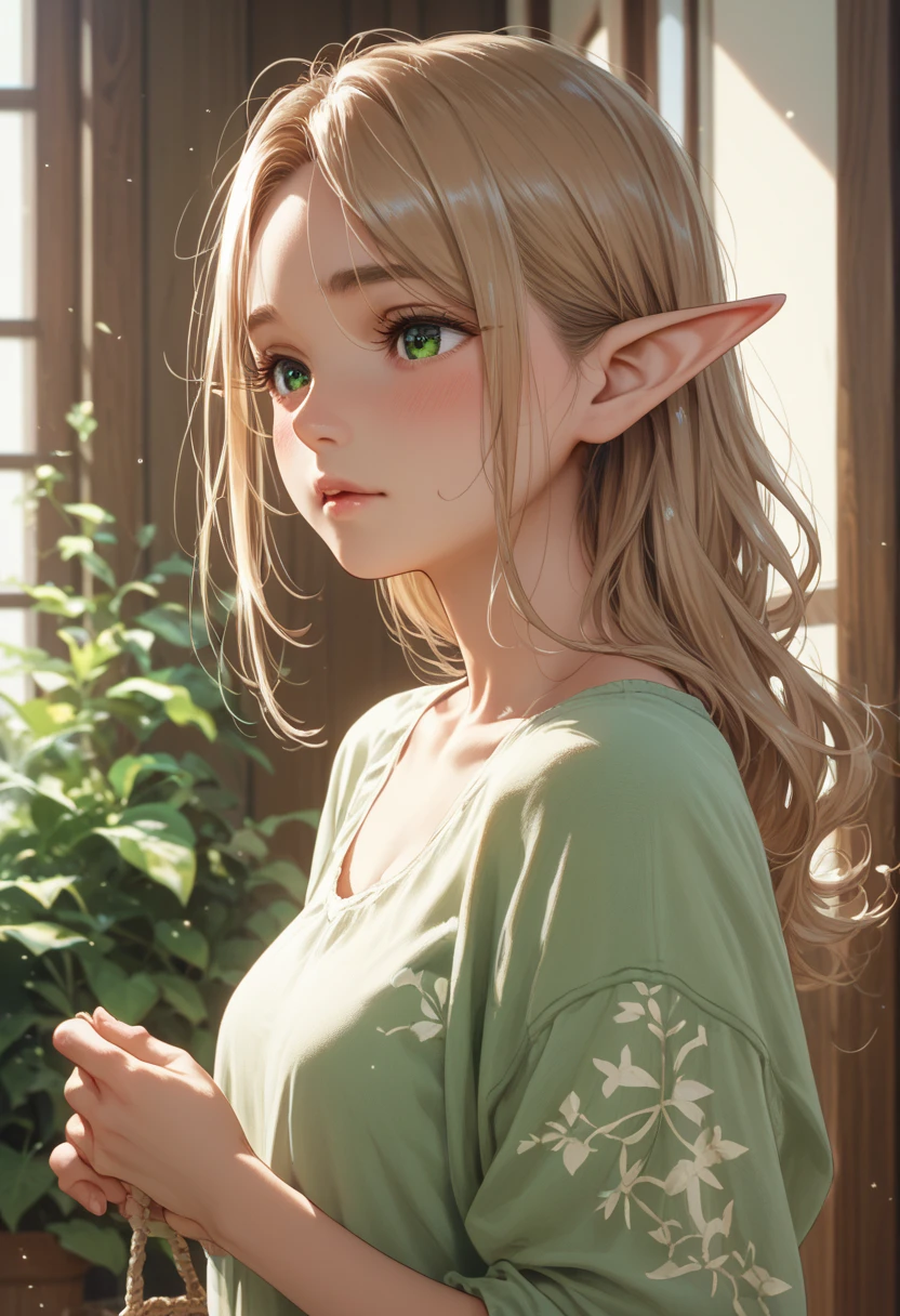 elf girl、Sakuramochi を食べている、Sakuramochi 