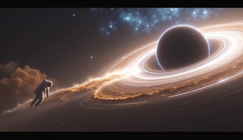 ((Foto RAW), absurdo, (absurd resolution)), obra-prima, Best Quality, (extremely detailed CG Unity 8k wallpaper), (best illustration), (best shade), Realistic lighting, fin ears, Van Gog floating in space in front of a black hole, universo, wide view