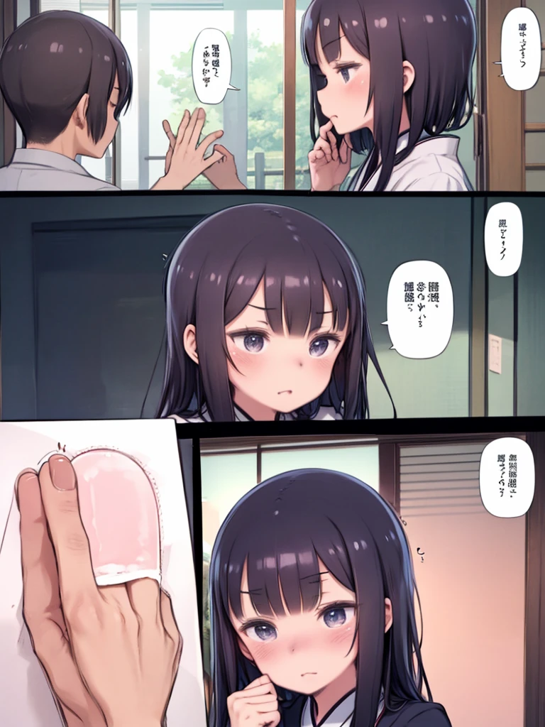 ((Highest quality)), ((masterpiece)), (detailed), (Lori)、Open your legs and show off your、Masturbation、Masturbationをしている女子中学生、Putting a finger in the vagina、Putting her finger in her pussy、Selfie、(Focus on pussy)、One girl, sexy, ((12-year-old girl)), Japanese,naked、(Small breasts)、Hanging eyes、Almond-shaped eyes、(Budding breasts、Growing pubic hair、In the middle of puberty)、Dripping love juice、Transparent love juice、Squirting、Ecstasy face、Ahegao、Sticking out tongue、whole body、Junior high school classroom、Evening Light、evening、Sitting、Spread your legs、(12 year old breasts、12 year old)、(Black pussy)、(Realistic pussy)、Tied Hair、Tied up black hair、Brown areola、Embarrassed face、blush、