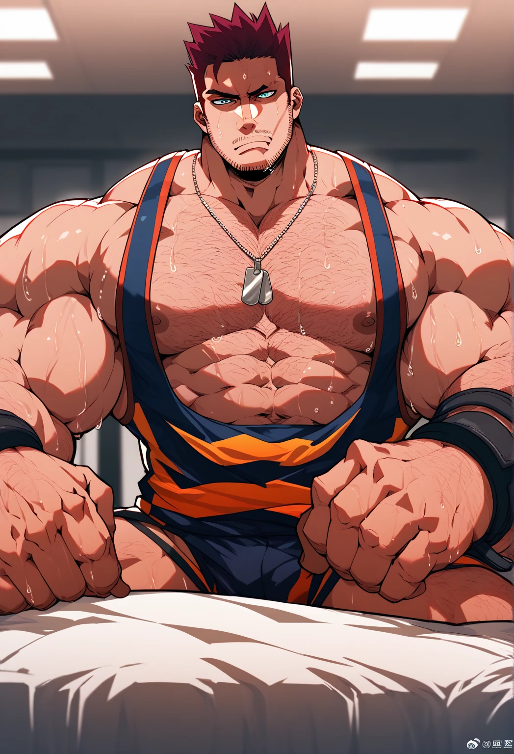 (Photo from bottom to top) (Highest quality images) Lion Man ,real, young, , wearing shorts, Crotch protrusion, Anime Characters, sit on the floor, Legs open, male face, bonito rosto young, Short hair, Huge pectoral muscles, 大腿muscular, Biceps tendon, Huge body, High-intensity training makes your body more fit, muscular, 8 pieces transparent ABS, A 3-meter-tall, Topless, , radiant skin, Dihan.and, Hands on thighs, barefoot, no beard