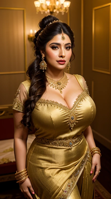a wide bbw woman, hyper-realistic, high quality, volumetric lighting, highly detailed, award winning photographer, dramatic lighting, beautiful detailed face, beautiful detailed eyes, beautiful detailed lips, flawless skin, luxurious dress, graceful pose, serene expression, lush garden background, vibrant colors, cinematic composition, masterpiece