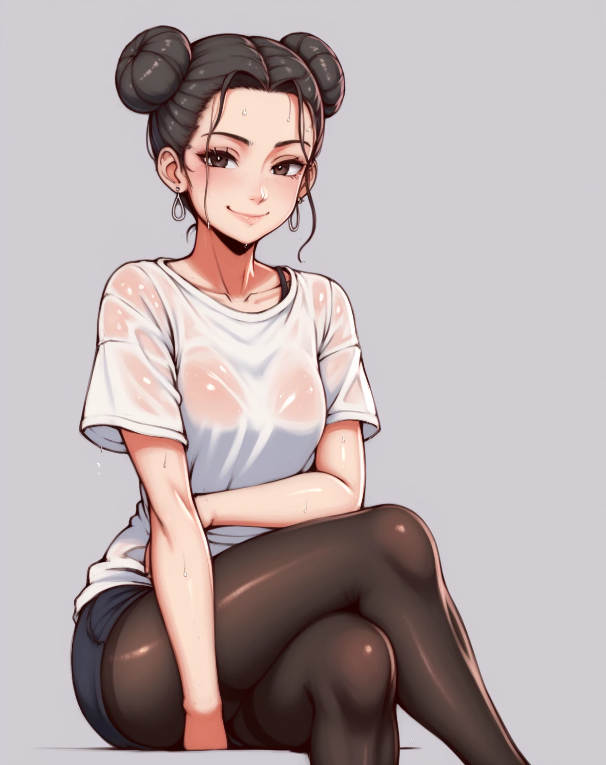 (masterpiece, best quality), 1girl, <lora:videl:1> videl, shirt, fingerless gloves, bike shorts, white shirt