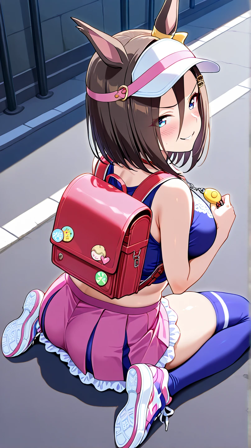 masterpiece, Highest quality, Nico_Yazawa,High resolution, 1 Girl, alone, 、Purple eyes, , , ()、(Beautiful thighs), Carrying a red backpack, (randoseru backpack:1.2) Sweaty、Thick thighs、Highest quality、4K、1girl, 8years ocute, grin, n the city)、、Thick thighen holding their penises and surroundins、Semen from the penis、Bukkakeake、(Bukkake)prile cuob、Lots ersby、Ahe length、、、Handjob、baidsples,bandaid on pussy,(groin:1.1)、、Spread your