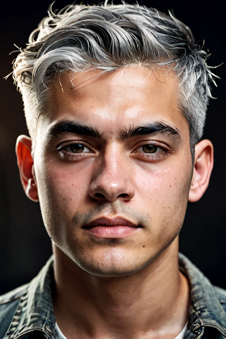 Al Haytham, young male, Young person, gray hair, clean-shaved face, masterpiece, Highest Quality , focused only, (stingy:1.04), shot by Lee Jeffries,Nikon D850 camera,Kodak Portra 400 film,f1 aperture.6 shots,richcolors,Ultra-realistic texture,Dramatic Lighting,Unreal Engine,popular on Artstation,cinestill 800