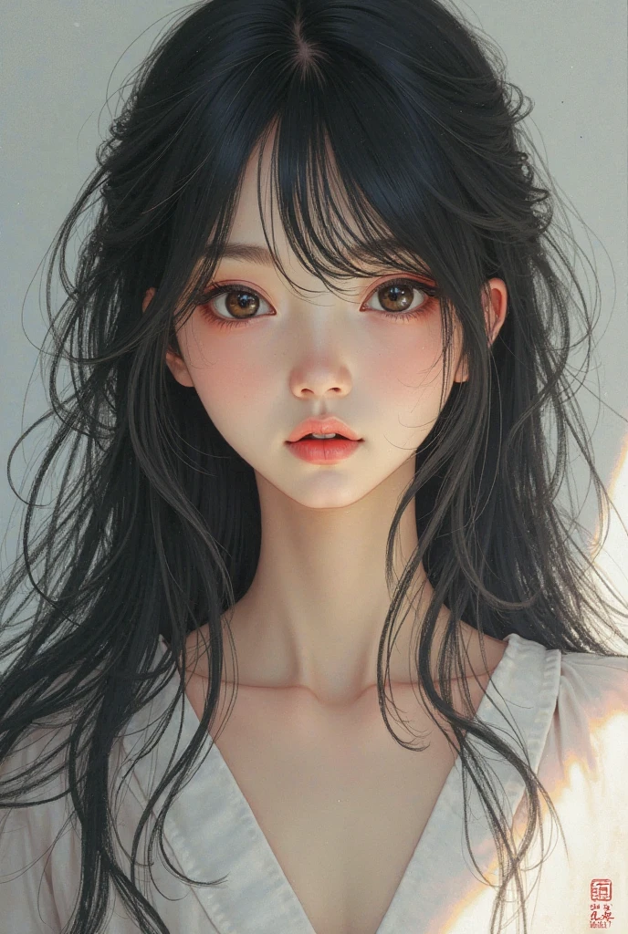 SeaArt Bot Variations 13:44:05 ((Masterpiece, Best Quality, High Definition)), 1 Girl, (Photorealistic: 1.4), Solo, White Background, Pure White Background, Mouth Closed, Happy Smile, Happy Smile, Pretty Black Hair, Short Hair, Big Eyes, Clear Double Eyelids, Eyelashes, Ears Out, Long Neck, Absolute Area, Skirt, ((Face Close-Up) ), (draw all head, shoulders), 19 years old, attractive proportions, shiny skin, clean collarbone, face in golden proportions, perfect face, tearful mole, mole on chest, bangs, clean bangs, lip gloss, thin lips, white skin, naked, big breasts
