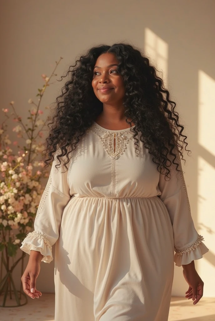 I want a fat woman in a dress to sell environmentally friendly elegant the dress on hook