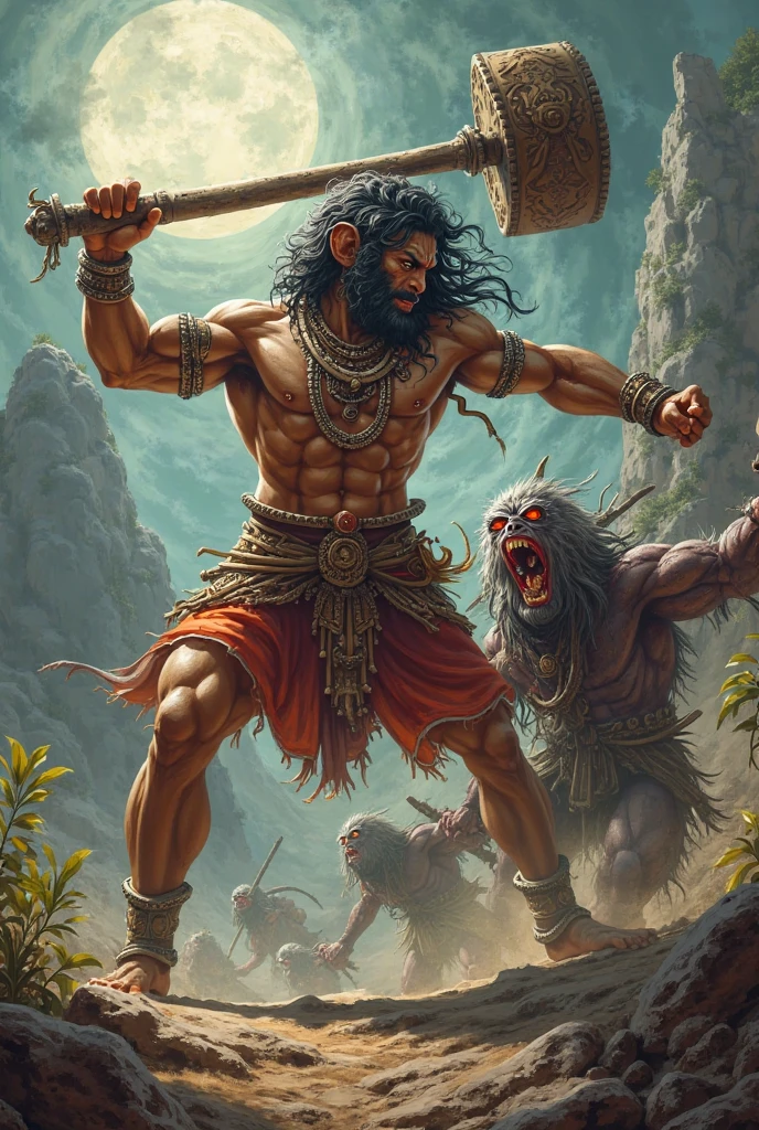 Hanuman ji fighting with devils