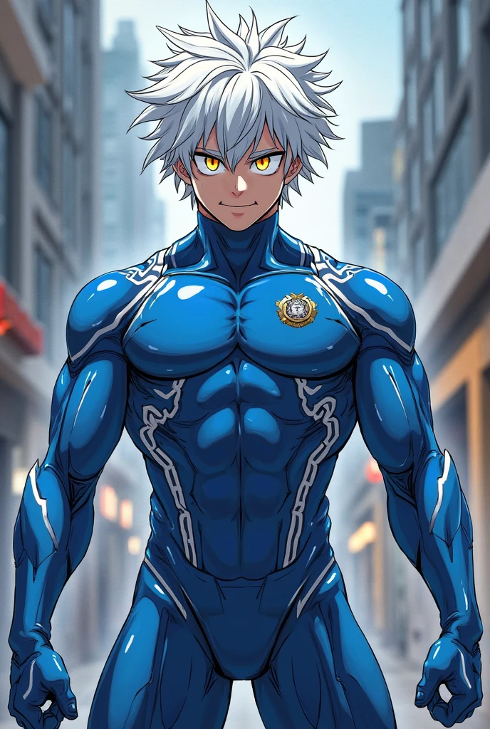 (masterpiece, Highest quality:1.2), smile, View your viewers, (((Huge muscles､Huge penis))),David,A tight suit with white lines,Sakuma Jirou,((Young boy,Little,Eye patch,Deep cobalt blue hair color,Long Hair)),Crying face,A lot of drool, sweat, and ,Looking into the distance,Shaking violently,Anal sex upturned teeth clenching harness,Imminent sexual activity