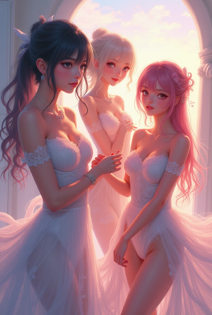 ((((100 girls))), Different hair color, different hairstyle, every girl with a beautiful face, every girl with a perfect body, every girl is sexy, ((High quality)),((high detail))