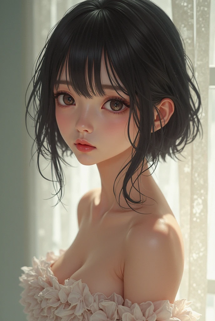 I take a shower,masterpiece, One woman, Solo Exhibitions, Beautiful woman with small breasts,Beautiful Goddess Portrait, Beautiful and elaborate face, Porcelain-like skin, (((Full Shot,center, night, Black Hair, short hair)), Very soft lighting, Symmetric, complicated, grace, Attention to detail, realism, art, concept art,Completely naked,The body gets wet,I take a showerWoman,Soaking wet,Man fucks woman doggy style,