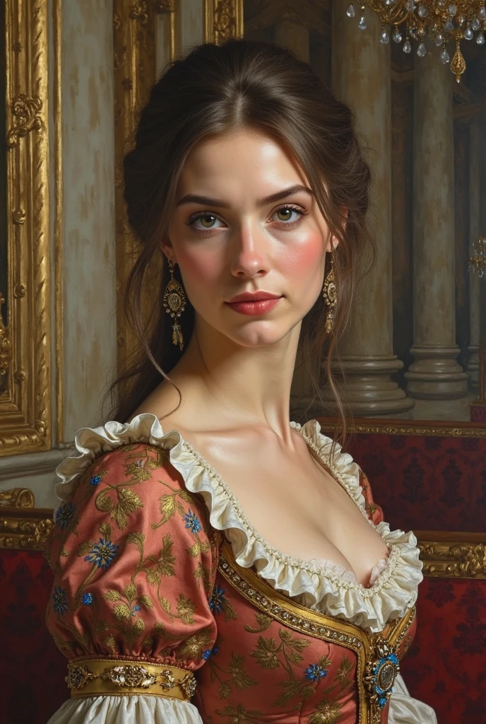 (masterpiece, best quality, hyper detailed, ultra realistic, 32k, RAW photo) Soft,romantic lighting gently envelops the countess,casting a warm glow that accentuates her radiant beauty and adds an air of enchantment to the scene. The artist skillfully employs a rich color palette,with deep crimson hues for her flowing gown,complemented by hints of royal blue and gold accents that emphasize her aristocratic status,perfect composition and chiaroscuro by Rembrandt,concept art,by Jarek Kubicki,by Raphael Lacoste,John Pitre,Karine Eibatova,by Ralph Blakelock,by Julie Bell,by Jim Warren,by Aleksey Savrasov,
<lora:é²åä¸æ´¾@é«æ¸äººåXL2:0.8>,<lora:é²åä¸æ´¾@æ²¹ç»åå½±SDXL:0.4>,<lora:é²åä¸æ´¾@å¥³å£«æXL:1>,XCYP,