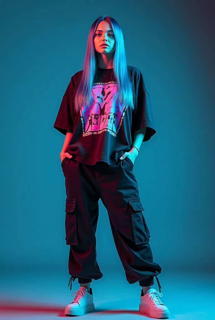 Alternative faceless musculed and tall long sliver blonde hair boy walking in black punk plataform boots and a long skirt in a vintage style, a black backpack, musculed legs and solid background 