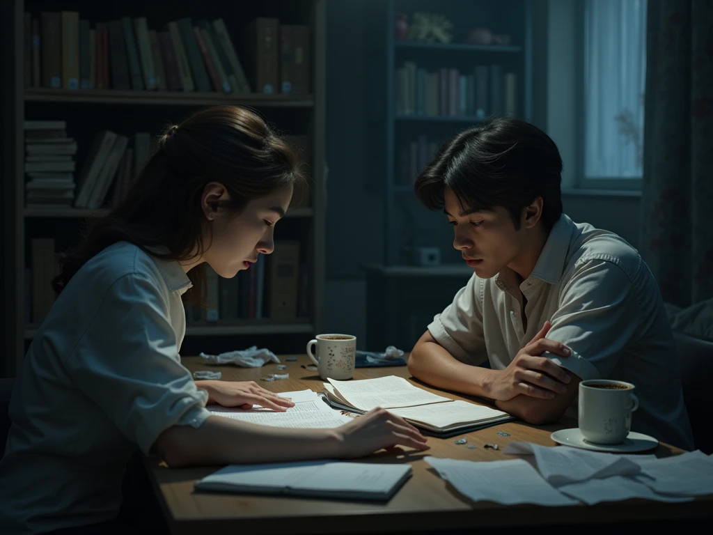 I need 2 person in 1 photo the first one is studying , second one is ...