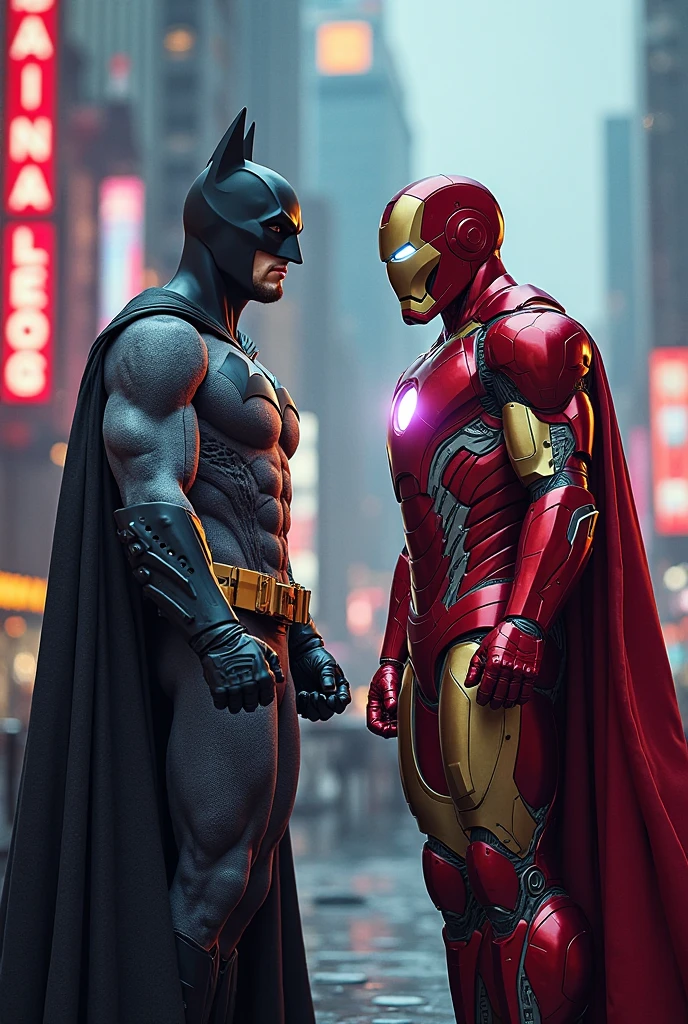 Batman and Ironman fighting