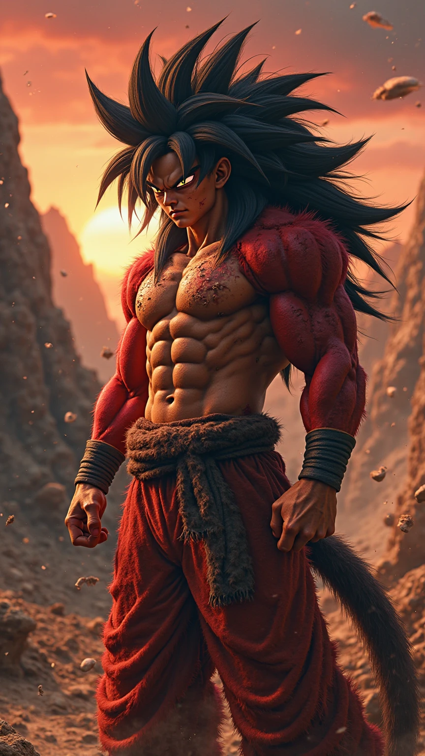 a close up of a person with a furry coat and a helmet, photorealistic human goku, goku in real life, character dragonball, broly, saiyan armor, human goku, powerful stance, dramatic powerful pose, hyperdetailed fantasy character, madara uchiha, badass anime 8 k, goku from dragon ball, anime character; full body art, anime highly detailed
